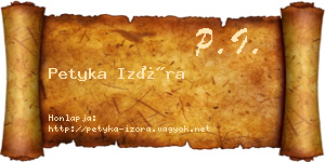 Petyka Izóra névjegykártya